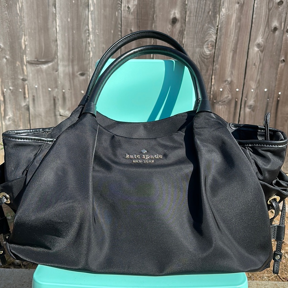 Kate Spade black nylon diaper bag with changing pad